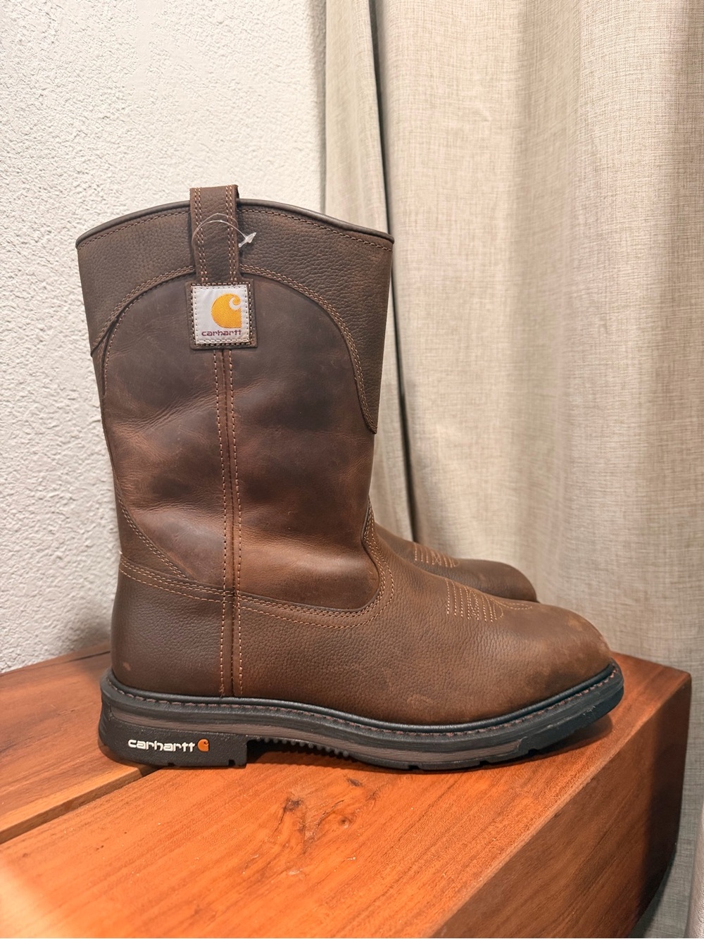 Carhartt Brown Leather Cowboy Work Boots